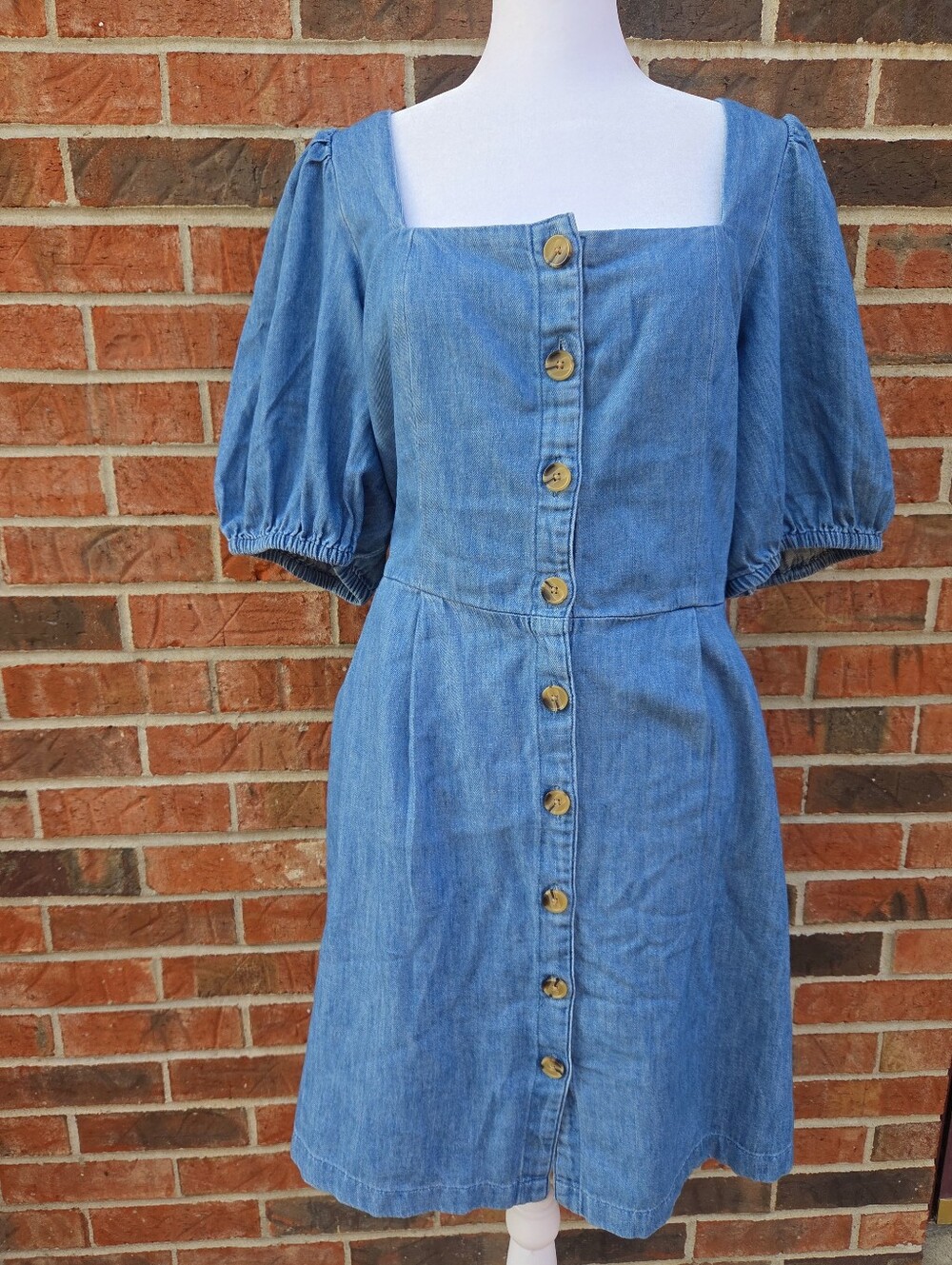 ​Old Navy Denim Puff Short Sleeve Button Front Mini Dress Womens XL Medium Wash